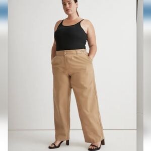 NWT Madewell Harlow Wide-Leg Pant in Drapey Twill Khaki Size 16W